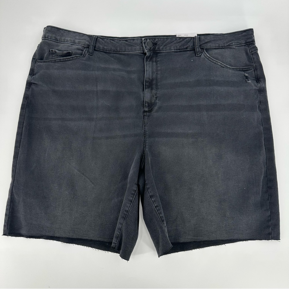 NWT Sonoma Bermuda Jean Black Shorts High Rise Distressed Stretch Plus Size 24